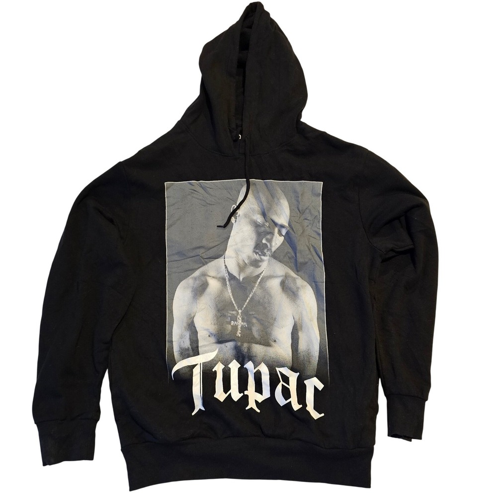 2Pac Tupac Shakur Graphic Hoodie Mens Small Black Rap Hip Hop Music Merch S